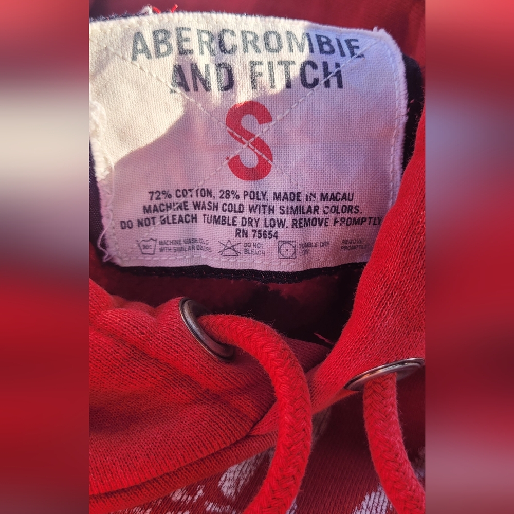 Y2K VINTAGE ABERCROMBIE & FITCH CAYUGA WARRIORS PULLOVER HOODIE RED - Picture 5 of 5